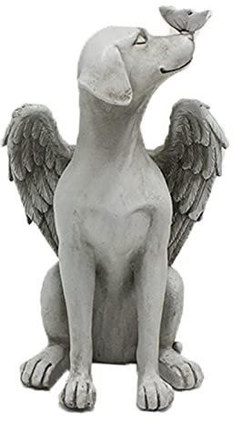 Dnoifne Statue commémorative en forme d'ange pour chien, pierres commémoratives pour chien, cadeau commémoratif pour chien, marqueur de tombe pour animaux de compagnie, statue de hommage