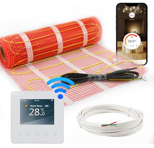 HEATIT Underfloor Heating mat Electric Radiant Self-Adhesive Floor Heating System 200w/㎡ Warmmat with ET-81 Thermostat Kit