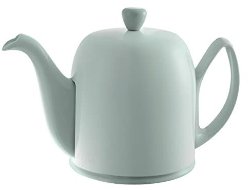 Degrenne Salam Théière française de luxe – Théière en porcelaine avec couvercle en acier inoxydable, bouilloire en céramique pour thé en vrac, infuseur amovible, capacité de 6 tasses, 1 020,6 g – Vert