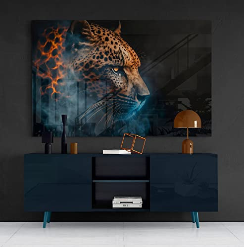 Premium Wandbild aus Acrylglas Leopard - KEIN LEINWANDBILD - modern Wandbilder XXL Wanddekoration Design Wand Bild Abstrakt (Leopard 02, 110x75cm, Acrylglas)
