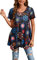 Enmain Tunic Tops for Women UK Summer Short Sleeve Swing T Shirt Plus Size Ladies Tunics for Leggings Hanky Hem Casual Loose Round Neck Black Blue Blouse T-Shirts XL