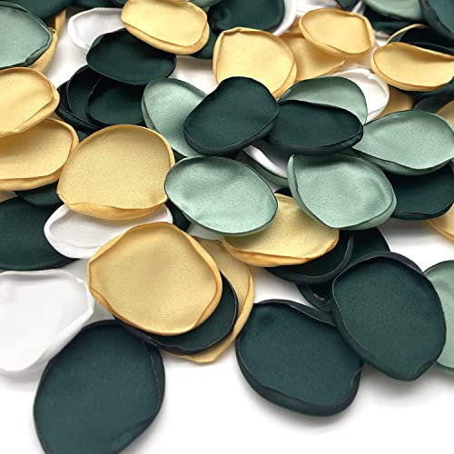 XINGXIA 400Pcs Rose Petals for Wedding Decor Green Champagne Silk Petals Flower Girl Scatter Petals for Aisle Table Centerpieces Reception, Bridal Shower Proposal Party Romantic Night
