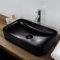 CHIENTI Vasque rectangulaire à poser lavabo en céramique noir brillante 60 x 35 cm