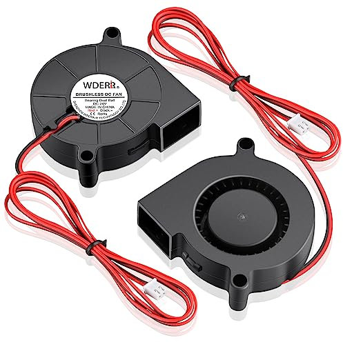 WDERAIR 50mm x 15mm Blower Fan 24V Brushless Cooling 5015 Dual Ball Bearing 1000mm/39in Cable for 3D Printer Hotend Electric Radiator Upgrade Replacement 2Pcs
