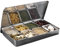 VINGVO Caja de Condimentos, 8 Rejillas, Recipientes para Condimentos de Aleación de Aluminio con Tapas, Caja de Especias India Extraíble, Recipientes Pequeños para Especias con Cuchara