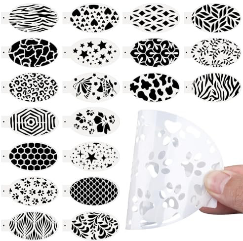 DSLSQD 20 Stück Tattoo Schablonen Kinder,Temporäre Tattoo Schablonen,Wiederverwendbare Gesichtsbemalungsschablonen, Schminkschablonen,Körperbemalungsschablonen,für Halloween Make-up Körperkunstmalerei