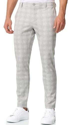 JEFF Herren JFLeo Chino Anzughose Stoffhose in Karo-Design mit 4 Taschen | Elegante Businesshose im Karomuster, Freizeithose, klassische Herrenhose, Anzughose, Alltagshose für Männer