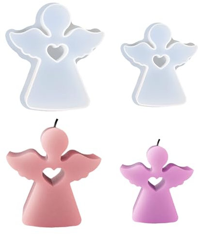 YEJAHY 2 stampi in silicone per candele, angeli 3D, stampi per candele, stampi in silicone per candele, fai da te, fai da te, angeli
