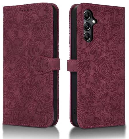 Succtopy Coque pour Samsung Galaxy A35 5G Etui Protection Housse Premium en Cuir PU [Emplacements Cartes] [Fermeture Magnétique] Pochette Flip Portefeuille Case pour Samsung Galaxy A35 5G Vin Rouge