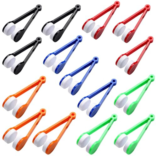 DHWEKU 15 Stücke Brillenreinigungsbürste Reinigungsbürste Mini-Gläser Weiche Bürsten-Reinigungs-Clip Tragbares Brillenwischwerkzeug Brillenreiniger für Brille Sonnenbrille 5 Farben (15 Stücke)