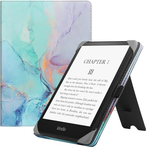 HGWALP Etui Universel pour Tout Le 6 Paperwhite eReaders, Folio Stand Coque Housse avec dragonne Compatible avec Kindle 2022/Kindle Paperwhite/Kobo/Tolino/Pocketbook 6 Pouces eReader-Marble Blue