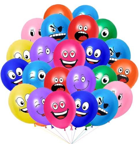 100pcs Luftballon Mit,Emotion Serie Latex Luftballons,Smiley Luftballon,Bunte Smiley Luftballon,Latex Luftballons Geburtstag,Niedlich Lustig Luftballons für Verschiedene Miene Laune