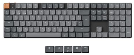 Keychron K5 MAX Teclado Mecánico Inalámbrico Delgado Personalizado, 2.4GHz Conexión Bluetooth por Cable QMK/Via Programable, Hot-Swap Interruptores Gateron Rojo para Mac/Windows/Linux-ES Layout