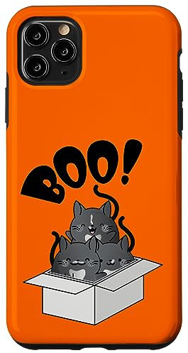Hülle für iPhone 11 Pro Max Boo! Halloween Schwarze Katzen