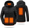 HEWINZE Beheizbare Jacke Damen mit kapuze,Warme Pufferjacke Damen mit akku 5V 10000mAh,Winterjacke für Outdoor Wandern Jagd Motorrad Camping