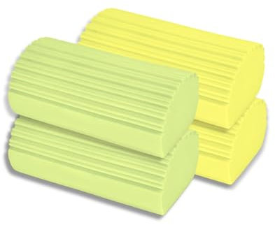 ADLEER 4PCs Esponja Atrapapolvo. - Plumero Atrapapolvo Diseño Mejorado - Plumero Humedo - Esponja Limpia Polvo - Esponja Magica Atrapapolvo - Esponja Limpieza (Verde/Amarillo)