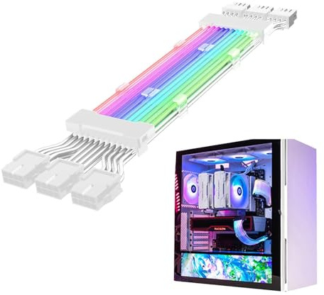 Cable de alimentación para PC - Cables de PC RGB, Cable de extensión de energía ATX RGB, Kit de extensión de cable ARGB en modo de color Cable de alimentación sincronizado | Cable de extensión RGB