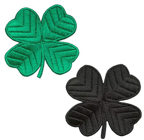 2 Stück Grüner und schwarzer Klee Flagge Patch Bügelbild Aufbügler Iron On Sew On Flicken Taktisch Militär Applikation für Kleidung Baseballkappe Taschen Weste Jacke Rucksäcke