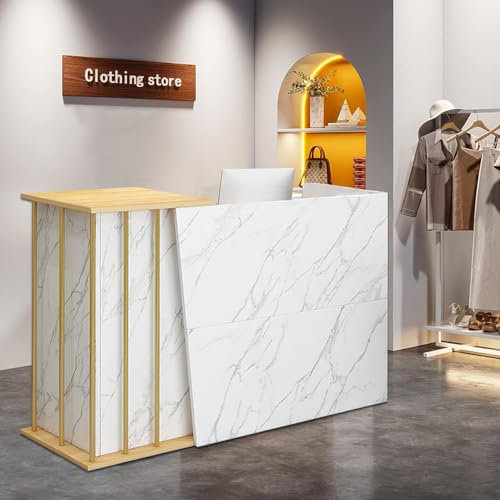 XNKLPY Moderner Empfangstheke Kosmetikstudio, Rezeptionstheke Holz Verkaufstheke mit 4 Stauräumen und Offenes Rega, Rezeption Kassentisch mit AbschließBare Schubladen, für Hausbar Theke Tisch Büro