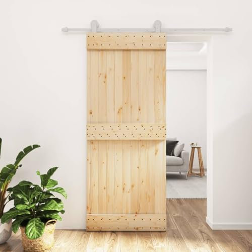 TREISL Porte coulissante intérieure avec ensemble de matériel 85 x 210 cm bois massif pin portes intérieures élégante porte de chambre bois porte coulissante extérieure pour cuisine grange garage