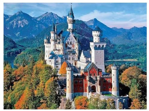 DCIDBEI 5D Diamond Painting Schloss Neuschwanstein 50x40cm Diamant Painting Bilder Schloss Neuschwanstein Stickerei Kreuzstich Malen anch Zahlen Landschaft Diamond Painting Landschaften und Natur