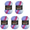 5 x 100g Wollbiene Batik Fine 500 Gramm Wolle mit Farbverlauf mehrfarbig Multicolor Strickwolle Häkelwolle (2000 beere lila)