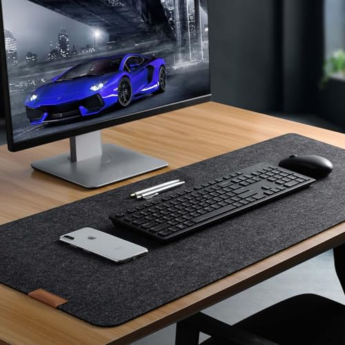 Felt Desk Mat | 100x40cm Large Desk Pad | Non-Slip Based Mouse Mat for Keyboard and Laptop, Desk Protector Mat for Home & Office