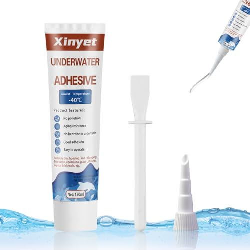 Xinyet 120ml Colle Aquarium, Polyvalent Sous L'eau Colle, Aquarium Sous L'eau Colle Forte, adaptée aux Aquariums, équipements Sous-Marins, Coques de Bateaux, Etc.Scellant Adhésif Réparable Sous L'eau
