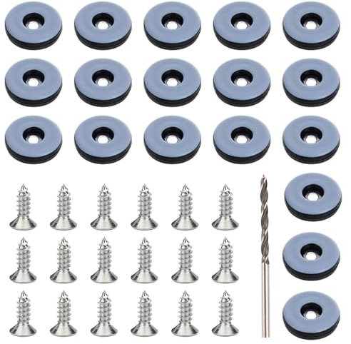 URHRHU 18 Pezzi Piedini per Mobili in Teflon Ø 25 mm Tondo Scivoli per Mobili in Teflon PTFE Piedini per Mobili Feltrini in teflon da avvitare con Vite per Spostare Mobili Pesanti