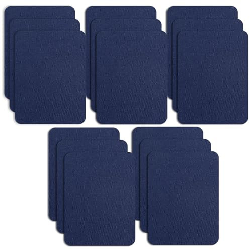 COMNICO Flicken zum Aufbügeln für Kleidung, 15 Stück Jeans Flicken 5 Farbtöne Denim Flicken zum Aufnähen Reparaturset für Kleidung Ausbessern von Hosen Taschen Löchern Knien Ellenbogen (Marineblau)