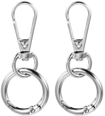 Mabor 2 Stück Klein Karabinerhaken 360° Drehgelenk Schlüsselanhänger Karabiner Abnehmbar Schlüsselanhänger mit O-Ring Schlüsselringe für Autoschlüssel Rucksack Bund