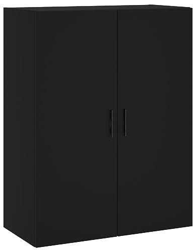 Annlera Hängeschrank Wandschrank aus Holzwerkstoff Küchenschrank Beistellschrank Lagerschrank Schwebeschrank Badschrank Eleganten Design Vielseitiger Organizer Schwarz 69,5x34x90 cm