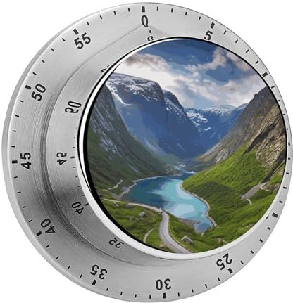 Edelstahl-Timer, Norwegische Fjorde, bedruckt, Küchentimer zum Kochen, multifunktionaler Timer, Countdown-Timer, Stoppuhr für Zuhause, Backen, Kochen