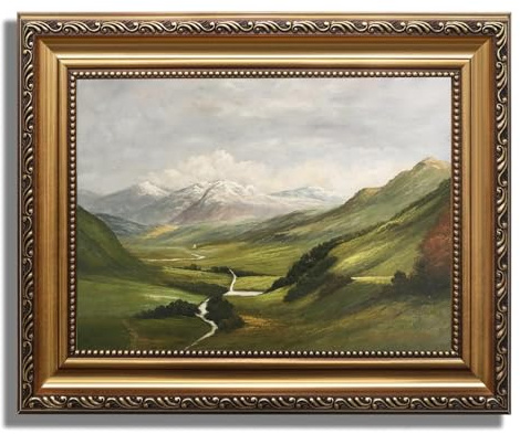 JOFANG Vintage Gold Framed Wall Art, Mountain Range Landscape, 12x16in | Vintage Framed Pictures for Living Room,Antique Landscape Wall Art Prints,Retro Bedroom Wall Decor