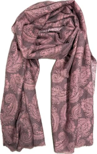 KARMA.DIEM Viskose Schal Paisley Muster Super Weicher XXL Schal - 180x65cm - Made in Spain - Unisex - Pashima/Stola/Extra Breit für Mann & Frau (Rose)