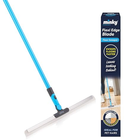 Minky Flexi Edge Blade - Barredora de suelos, hoja flexible de goma de 180°, espátula multiusos extensible, limpiador de ventanas y limpiador de baño