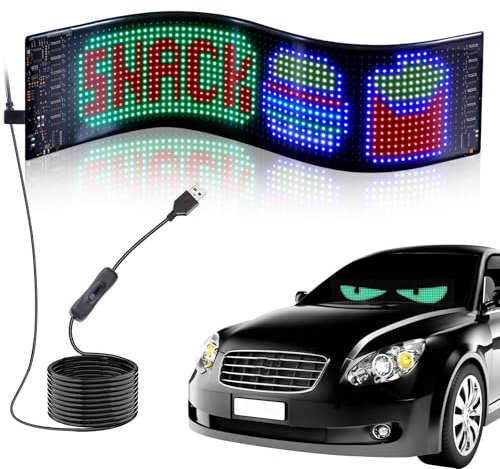 Rupse LED Augen für LKW Auto, Devil Eyes für Cars,Laufschrift Programmierbar Flexibler Anzeigetafel mit App, Fernbedienung, for Geschäft, Bar, Graffiti, Text, Animation Anzeige