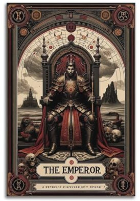 Kaiser-Tarot-inspiriertes Wandbild - Dekorativer Kunstdruck für Heimdekoration - Mittelalterliches Thema Ritter auf dem Thron - Geheimnisvolles und