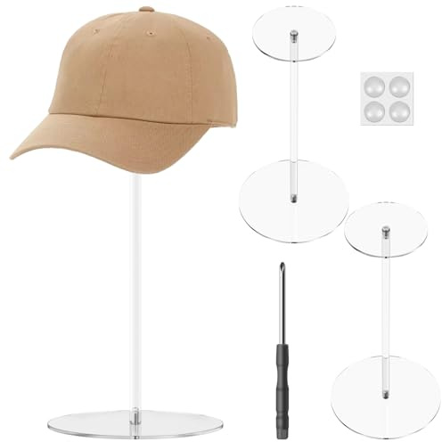 Fyeme 3 Set Hutständer Acryl Perückenkopf Ständer mit Runder Sockel 30cm Abnehmbar Wiederverwendbar Perückenständer Geeignet zum Präsentieren von Hüten Perücken Kleinteilen