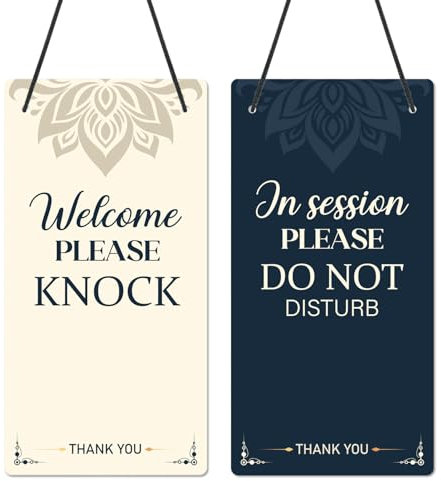 Eiapadeor Do Not Disturb Door Sign - Welcome Please Knock Door Sign Double Sided In Session Please Do Not Disturb Sign Ideal for Office Home Business Hotel Meeting Bathroom Treatment Plaque