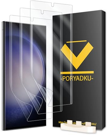 3+1 For Protection pour Samsung Galaxy S23 Ultra 5G 3 Pièces TPU Protection ecran, Avec Cadre d'Installation 1 Pièces, Sans Bulle, Compatible avec d'empreintes [Non-Verre]