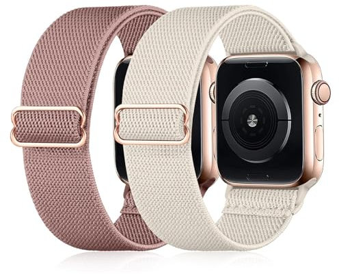 Jrkvniv Cinturino Elastico intrecciati Compatibile con Cinturini Apple Watch 38mm 40mm 41mm 42mm 44mm 45mm 49mm,Nylon Morbida Ricambio Banda Regolabile per iWatch Series 10 9 8 7 6 5 4 3 2 1 SE Ultra