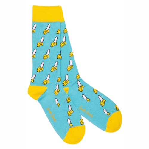 SWOLE PANDA Banana Design Socks, Light Blue, UK 4-7, Bamboo
