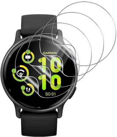 Aerku Protector de Pantalla para Garmin Vivoactive 5, Alta Sensibilidad Resistente a Arañazos Cristal Templado Vidrio Templado con Ayuda de Posicionamiento para la Instalación - [4 Piezas]