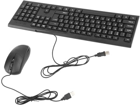 Fabater Tastatur-und Maus-Kombination, Schwarze Tastatur und Maus, Kabelgebunden Verbindung, 104 Schmecken, USB für Desktop-PC