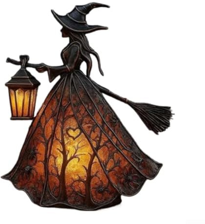 Zoegneer Halloween Hexenhut Lampe Gothic Harz LED Tischleuchte Desktop Home Dekoration Atmosphäre Beleuchtung für Halloween Mottoparty Schwarz