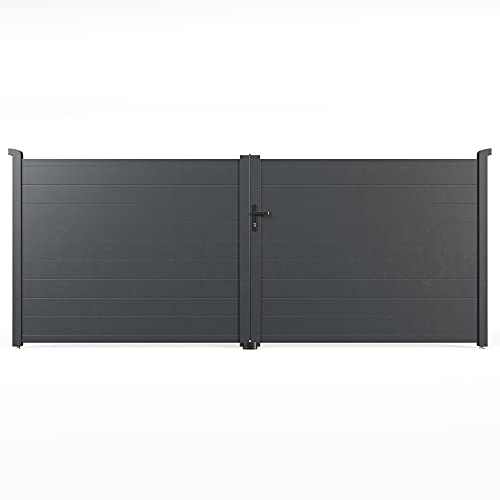 Gartentor aus Aluminium – solides Infill-Design für volle Privatsphäre – inklusive Befestigungen und Beschlägen für einfache Installation