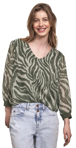 Street One Studio Damen Langarm Bluse mit V-Neck aus Chiffon
