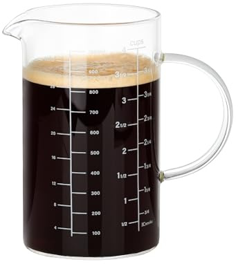 BCnmviku Messbecher Glas 1L,Borosilikatglas Meßbecher mit Ausguss für Küche | für saucen,desserts,smoothies,cocktailzubereitung,backzutaten-dosierung