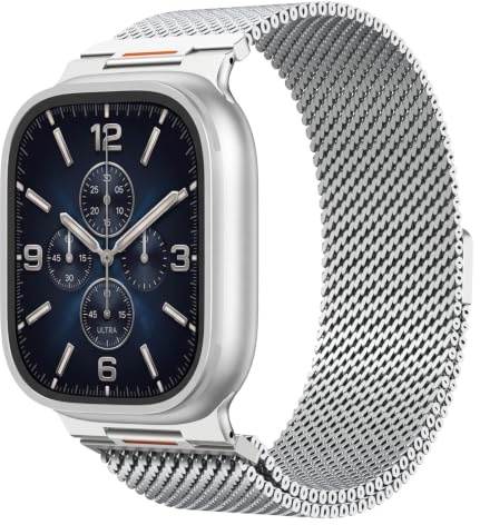Astorgos Bracelet en Métal Compatible avec Apple Watch Ultra 3/2/1 49mm,S11/S10 46mm,9/8/7 45mm,SE3/SE2/SE/6/5/4 44mm,3/2/1 42mm, Bracelet de Remplacement Acier Inoxydable Maillé Homme Femme